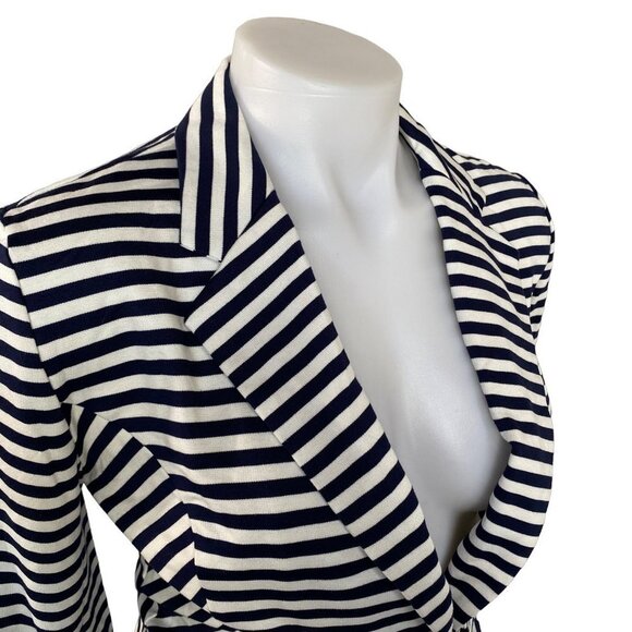 Body Central Striped Blazer Button White Navy Blue Blazer Coat Size S - Picture 7 of 10